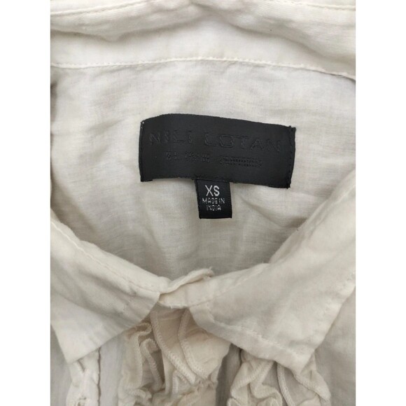 Nili Lotan Nathael Shirt Tunic Top Buttondown Ruffle Cotton Ivory XS New 283746 - Picture 11 of 11